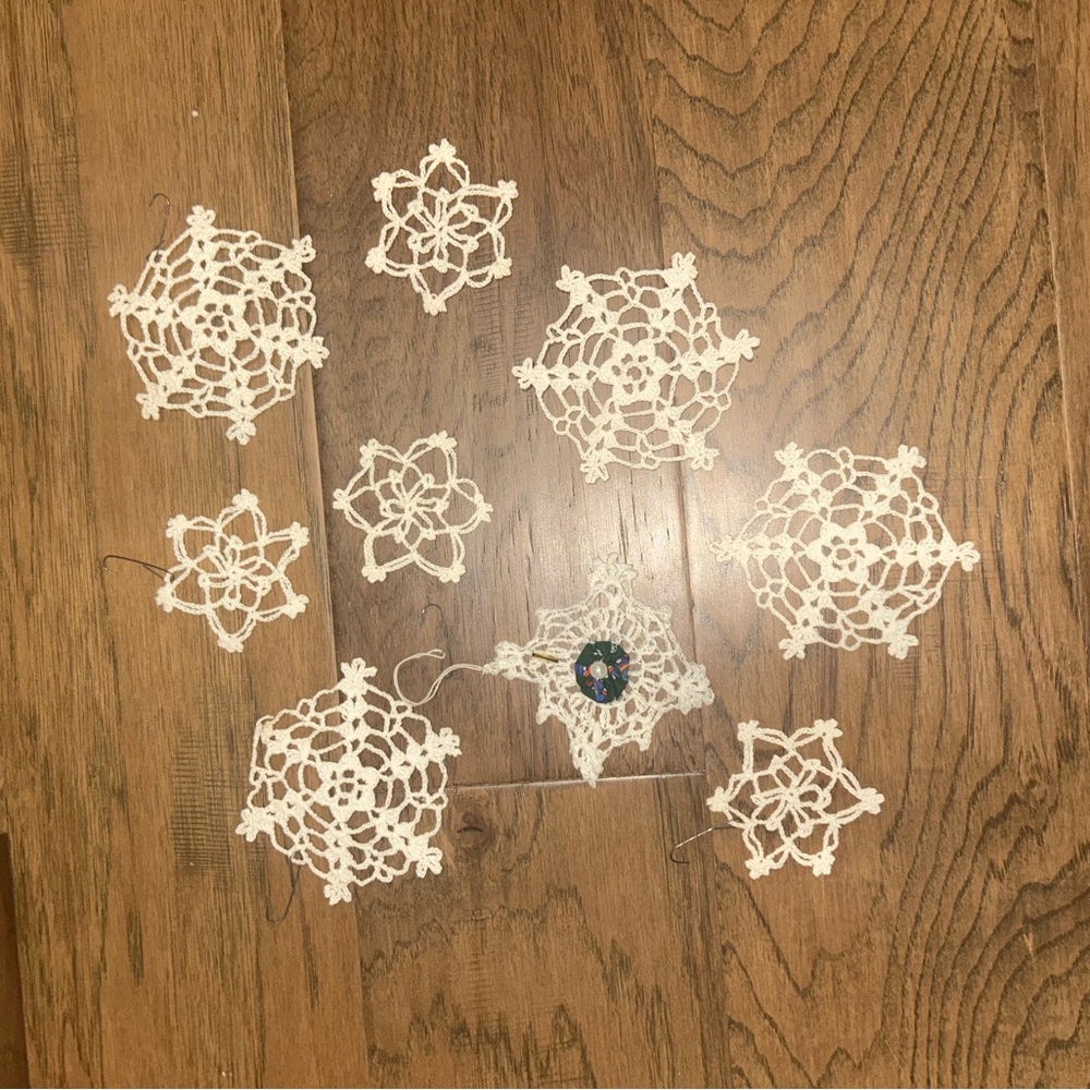 Elegant White Crochet Snowflake Ornaments
